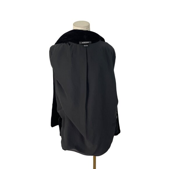 Ellen Tracy Womens Black Velvet Open Front Jacket Elegant Layering Sz L - Picture 4 of 7